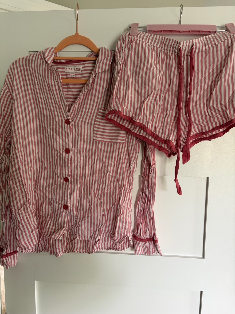 P.j Salvage Red and White Striped Two-Piece Pajama Set